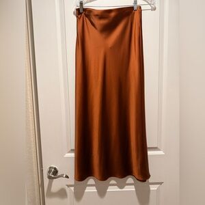 Zara Satin Midi Skirt in Copper